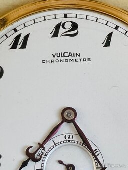 Zlaté 18-karátové art deco kapesní hodinky Vulcain - 5