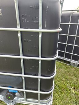 1000 l nádrž, IBC kontejner, na vodu, černý, oplechovaný - 5