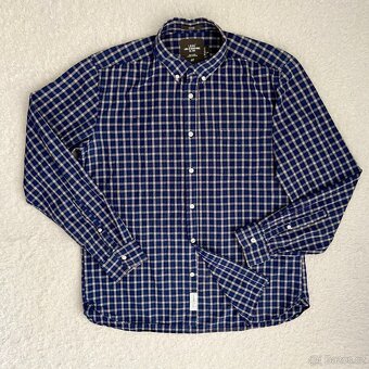 Pánská košile H&M modré barvy, s kostkovaným vzorem vel. L - 5