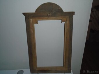 Velký starý, dřevěný rám na zrcadlo - 5