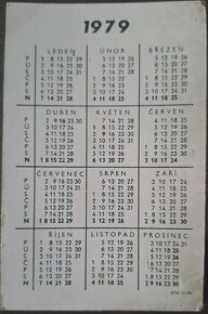 Kalendáříky kartičkové 1968 až 1996 - 5