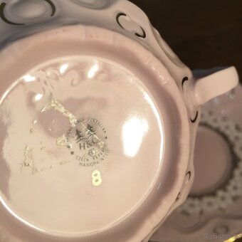 šálek růžový porcelán Chodov neobvyklý model Top stav - 5