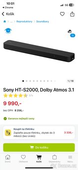 Soundbar Sony HT-S2000 + TV Ambilight LED pásky ZDARMA - 5