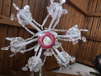 Starožitný křišťálový / porcelánový lustr - 5