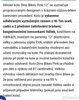 Prodám dětské kolo Dino bikes 12" - 5