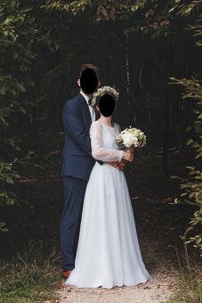 Ručně šité svatební šaty bílé - 5