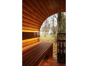 Finská sudová sauna 2,6 m - termo dřevo pro 6 osob - 5