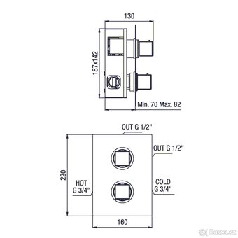 Sapho Dimy Podomítková termostatická baterie - 5