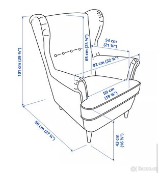 Šedé křeslo ušák IKEA STRANDMON - 5
