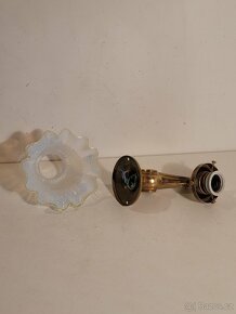 stará mosazná lampa, lampička, stínidlo zvoneček - 5