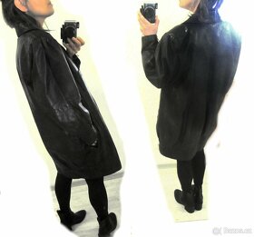 Vintage dlouhá černá kožená dámská bunda / kabát - 5