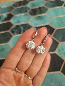 Nové dámské stříbrné náušnice kuličky třpytivé s kamínky - 5