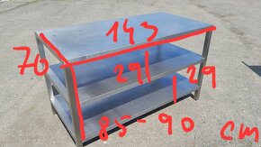 Nerezový stůl 143x70x85-90 cm s 2x sp. polici. - 5