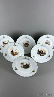 Talířová souprava,NOVÁ, myslivecký porcelán, MZ - 5
