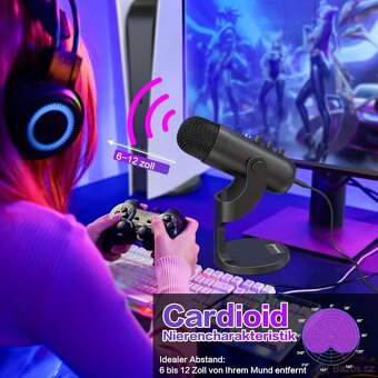 Zealsound USB mikrofon, kondenzátorový pro PC  hry podcasty - 5