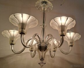 Starožitný lustr, Art Deco, celoskleněný - 5