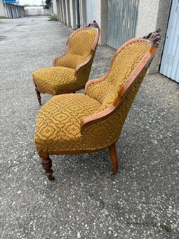 Dvě starožitné křesla historismus - 5