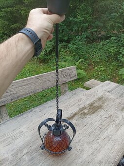 Starožitný kovaný lustr, svítidlo - 5