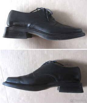 Vintage černé 90s boty kůže plochá špička - 5