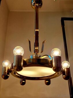 Starožitný funkcionalistický lustr, .lustřík, osvětlení, - 5