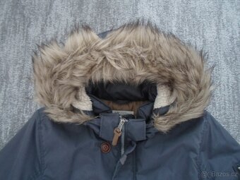 Modrá bunda bundička s kožíškem - 152 - 5