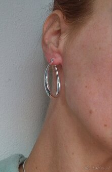 Nové dámské stříbrné náušnice oválné kruhy ovály 925 4 cm - 5