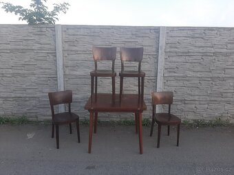 Starožitné retro židle ton, a rozkládací jídelní stůl - 5