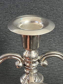 Pětiramenný stolní svícen 18.5 cm, stříbrný kov - 5