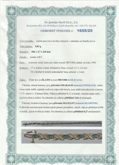 Zlatý náramek se smaragdy a diamanty - 5