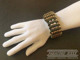 Paracord náramek (20 cm) oliv - bronze - 5