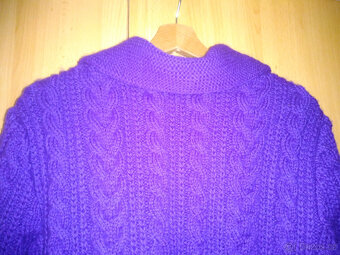 Fialový svetr na zip, límec, 2 kapsy - 5