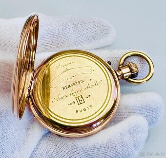 14K ZLATÉ PÁNSKÉ ART DECO GRAVÍROVANÉ KAPESNÍ HODINKY REMONT - 5