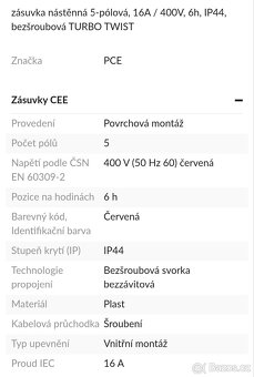 2x zásuvka 400V pěti-kolík, 2x zástrčka 400V/5 - 5