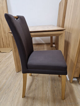 Nová židle hnědé polstrování + nohy masiv dub - 5