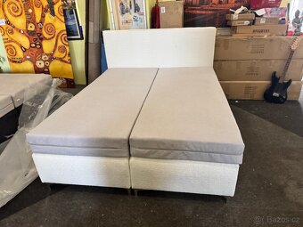 Nová postel-letiště Boxspring 160x200 krémovo-bílá - 5