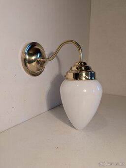 1 x mosazná lampa, lampička, bílé stínidlo kapka, až 8 ks - 5