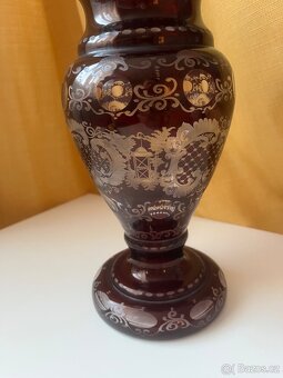 Rubínová stará váza Egermann - 5