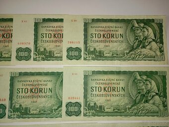 BANKOVKY 100 KČS 1961, VŠECHNY VYDANÉ SÉRIE, NÍZKÁ ČÍSLA - 5