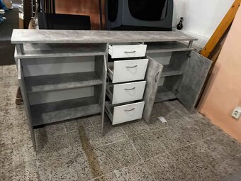 Kvalitní veliká komoda se šuplíky v dekor Beton 209X98X38 - 5
