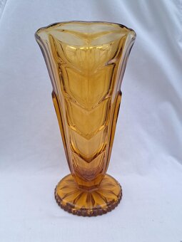Váza art-deco ambrové sklo - 5