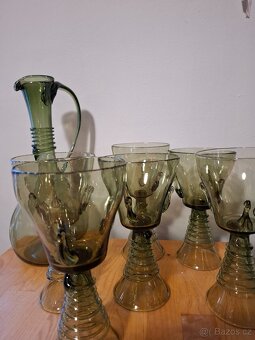 Lesní sklo - karafa a 6 sklenic - 5