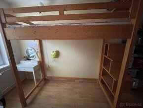 Zvýšená postel s úložnými schody 90x200 smrk - 5