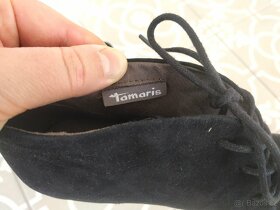 Nové černé semišové kotníkové boty dámské Tamaris 39 - 5