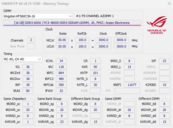 32GB RAM DDR5, 6000/CL36 Kingston, kit 2x16GB - EXPO i XPM - 5
