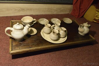 Keramická čajová souprava – ručně točený bílý set - 5