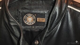 KARA Pravá Kůže Biker Bunda S Černá/Bílé Pruhy - Unisex - 5