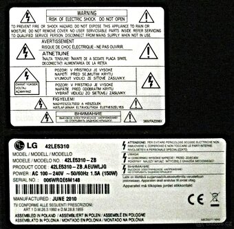 Prodám televizor LCD s LED podsvícením - LG model 42 LE5310 - 5