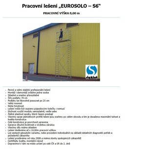 Pracovní věž / lešení Eurosolo-S6 (pojízdné) - NOVÉ - 5