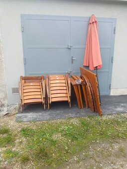 CLASIC Zahradní masivní stůl a 6x skládací židle - 5
