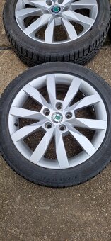 Alu kola 5x112 Škoda R17 pneu 205/50R17 continental zimní - 5